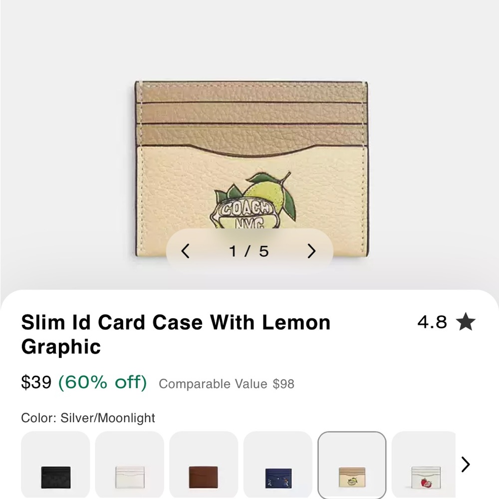 Coach Mini Skinny ID Case with Orange Print coach coin card keychains
